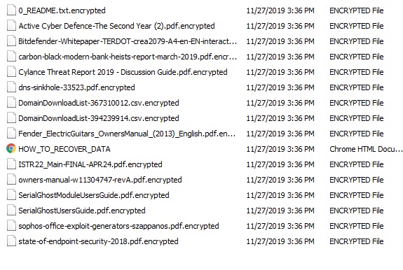 image of encrypted file list