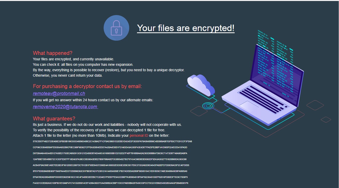 image of ransomware note