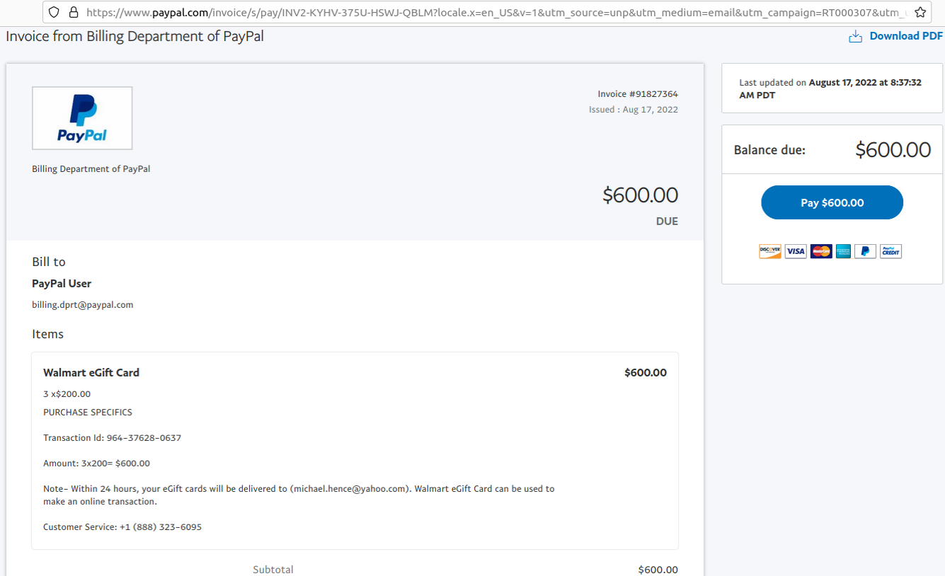 someone sent me an invoice on paypal