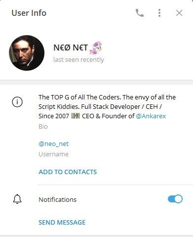 Fig 8: Neo_Net’s Telegram profile